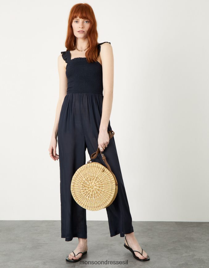 הַלבָּשָׁה Monsoon סרבל רצועת סלסול אודם ב-lenzing ecovero כחול (צי) נשים HTJ0TZ639