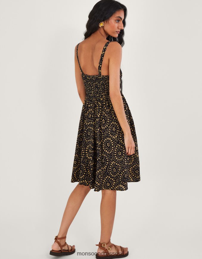 הַלבָּשָׁה Monsoon שמלת קיץ באורך הברך בהדפס בטיק ב-lenzing ecovero שָׁחוֹר נשים HTJ0TZ650