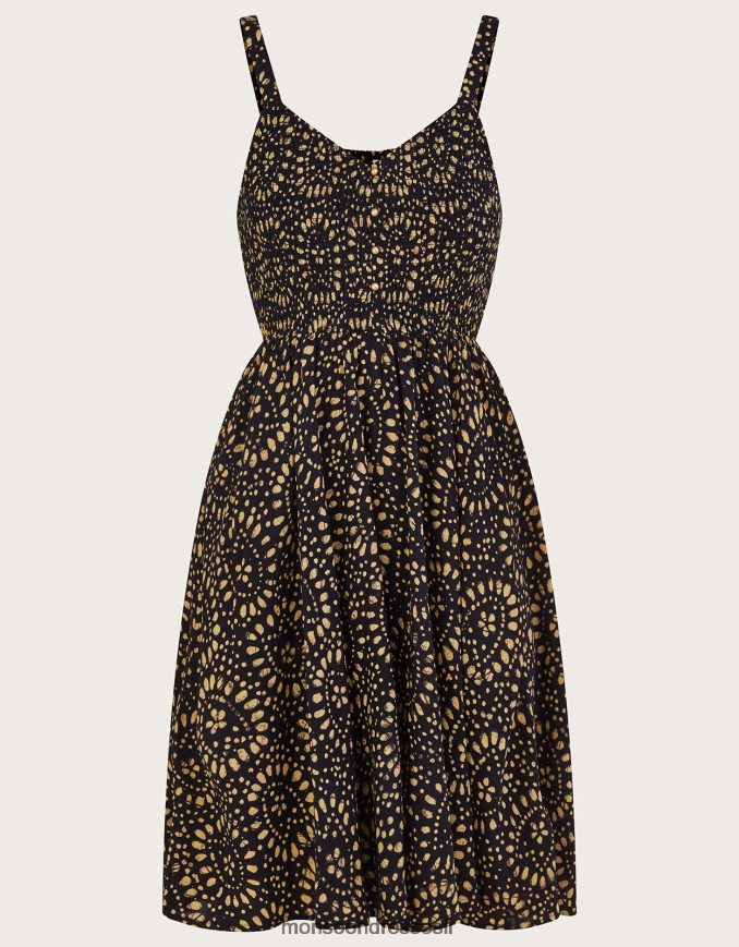 הַלבָּשָׁה Monsoon שמלת קיץ באורך הברך בהדפס בטיק ב-lenzing ecovero שָׁחוֹר נשים HTJ0TZ650