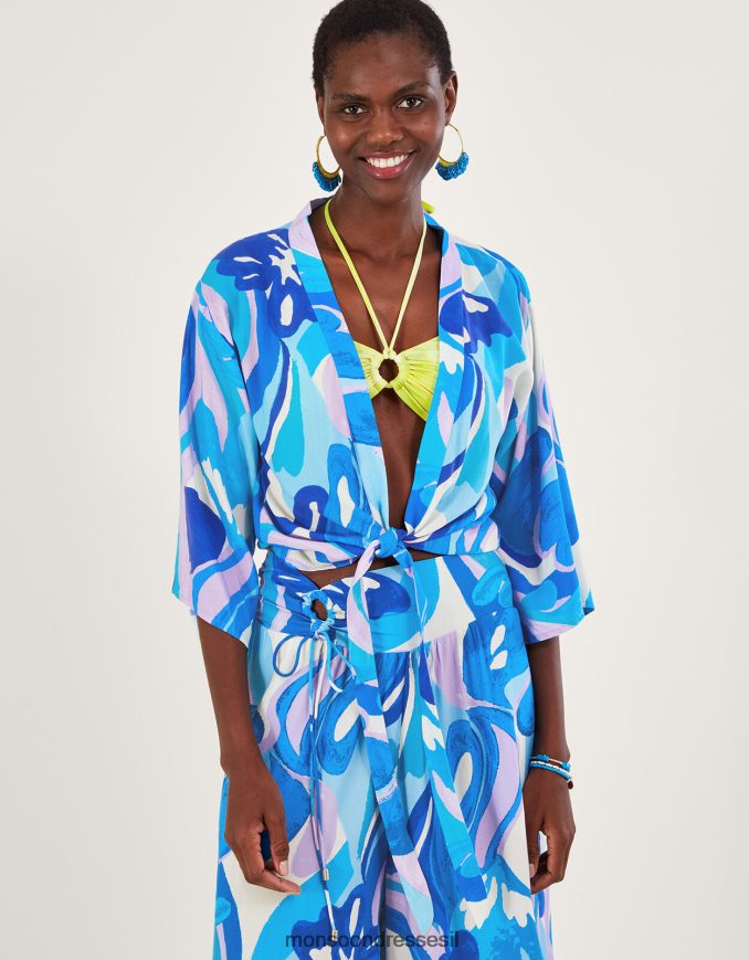 הַלבָּשָׁה Monsoon קשירה קדמית עם הדפס מערבולת קרופ ב-lenzing ecovero כְּחוֹל נשים HTJ0TZ694