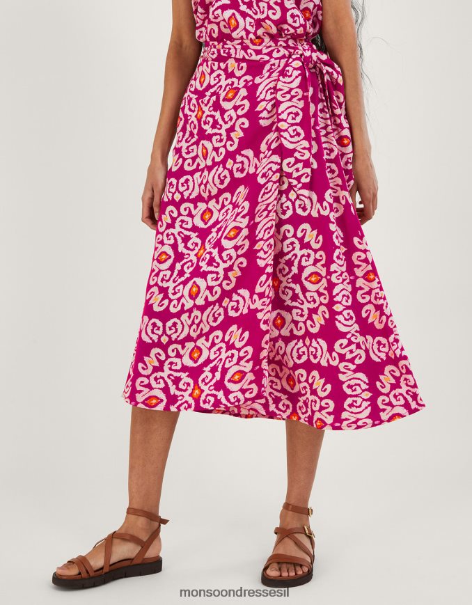 הַלבָּשָׁה Monsoon חצאית סרונג בהדפס בנדהאני ב-lenzing ecovero וָרוֹד נשים HTJ0TZ717
