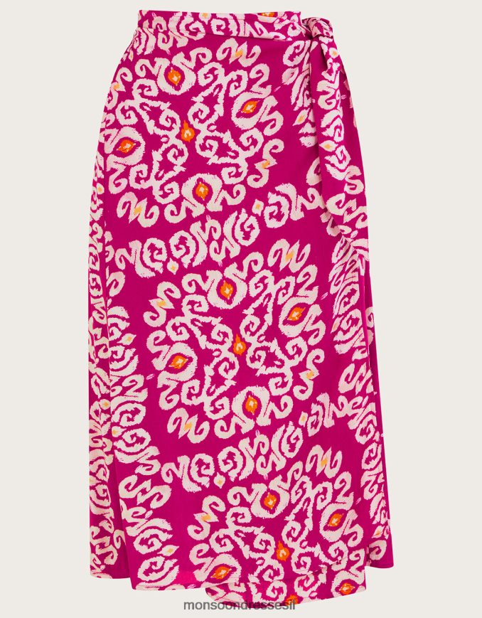 הַלבָּשָׁה Monsoon חצאית סרונג בהדפס בנדהאני ב-lenzing ecovero וָרוֹד נשים HTJ0TZ717