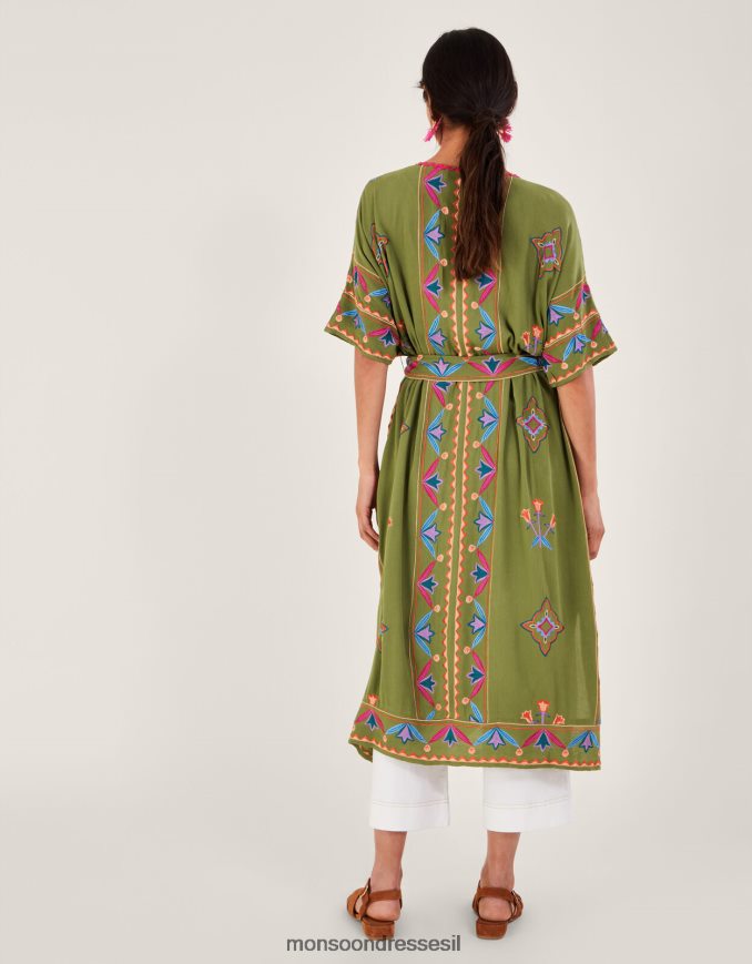 הַלבָּשָׁה Monsoon קימונו רקום ב-lenzing ecovero ירוק נשים HTJ0TZ731