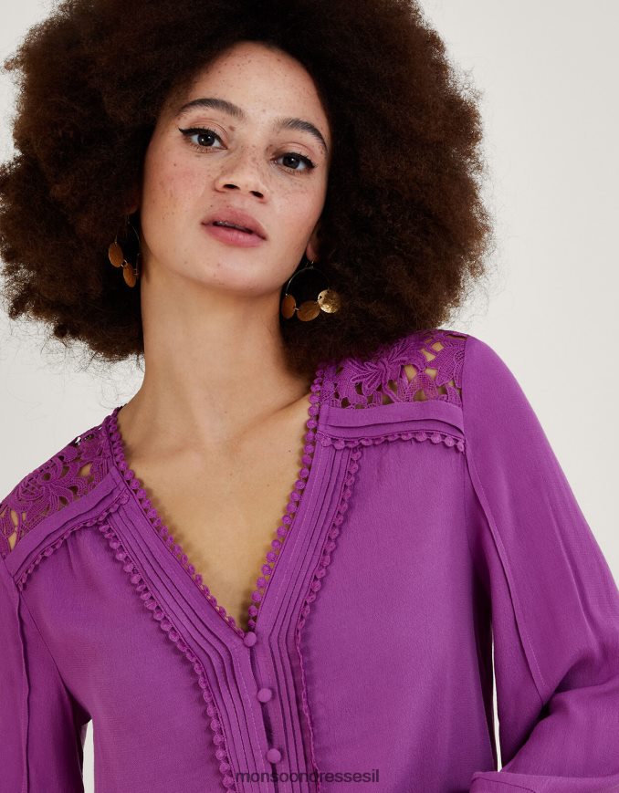 הַלבָּשָׁה Monsoon טופ עיטור תחרה עם lenzing ecovero סָגוֹל נשים HTJ0TZ746