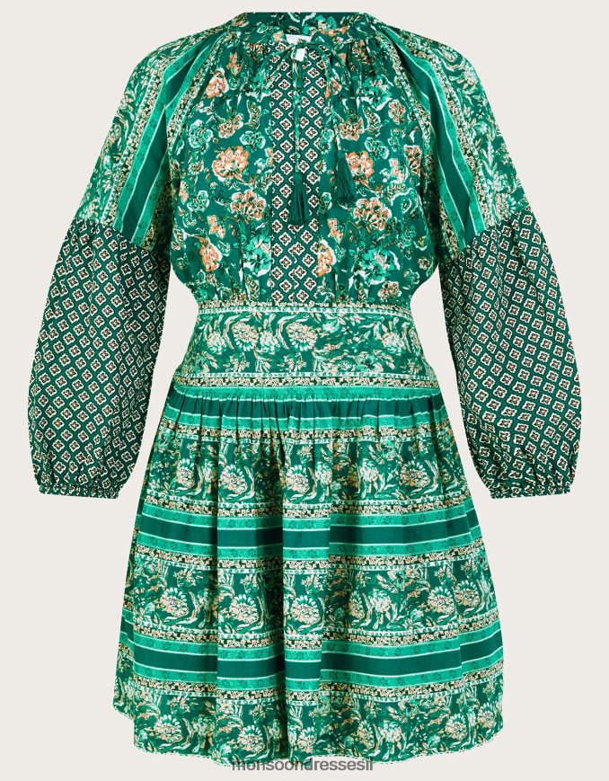 הַלבָּשָׁה Monsoon שמלה קצרה עם הדפס פרחוני ב-lenzing ecovero ירוק נשים HTJ0TZ753