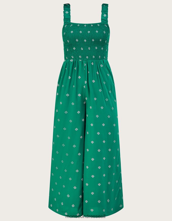 הַלבָּשָׁה Monsoon סרבל חתוך עם הדפס גיאומטרי ב-lenzing ecovero ירוק נשים HTJ0TZ811