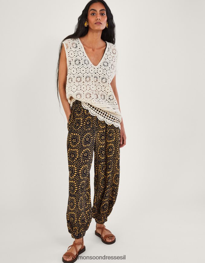 הַלבָּשָׁה Monsoon מכנסי הרמון בהדפס בטיק ב-lenzing ecovero שָׁחוֹר נשים HTJ0TZ855