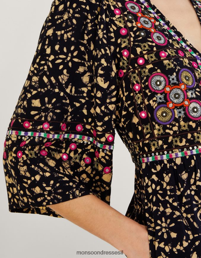 הַלבָּשָׁה Monsoon סרבל רקום בטיק ב-lenzing ecovero שָׁחוֹר נשים HTJ0TZ870