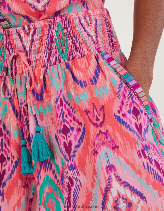 הַלבָּשָׁה Monsoon מכנסי עיטור קצרים עם הדפס קלטת ב-lenzing ecovero כתום (אלמוגים) נשים HTJ0TZ879