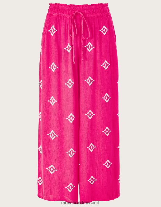 הַלבָּשָׁה Monsoon מכנסיים רחבים במוטיב רקום ב-lenzing ecovero וָרוֹד נשים HTJ0TZ975