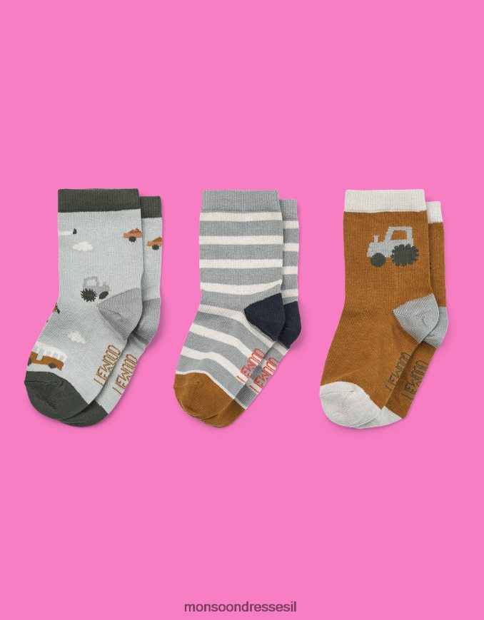 אבזר Monsoon סט של שלושה גרביים בהדפסת רכב של liewood silas רַב יְלָדִים HTJ0TZ2623