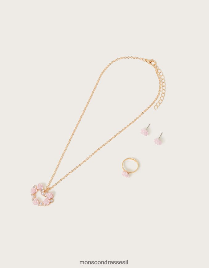 אבזר Monsoon סט תכשיטים פרחוניים של loveheart אופנה ילדה HTJ0TZ2566