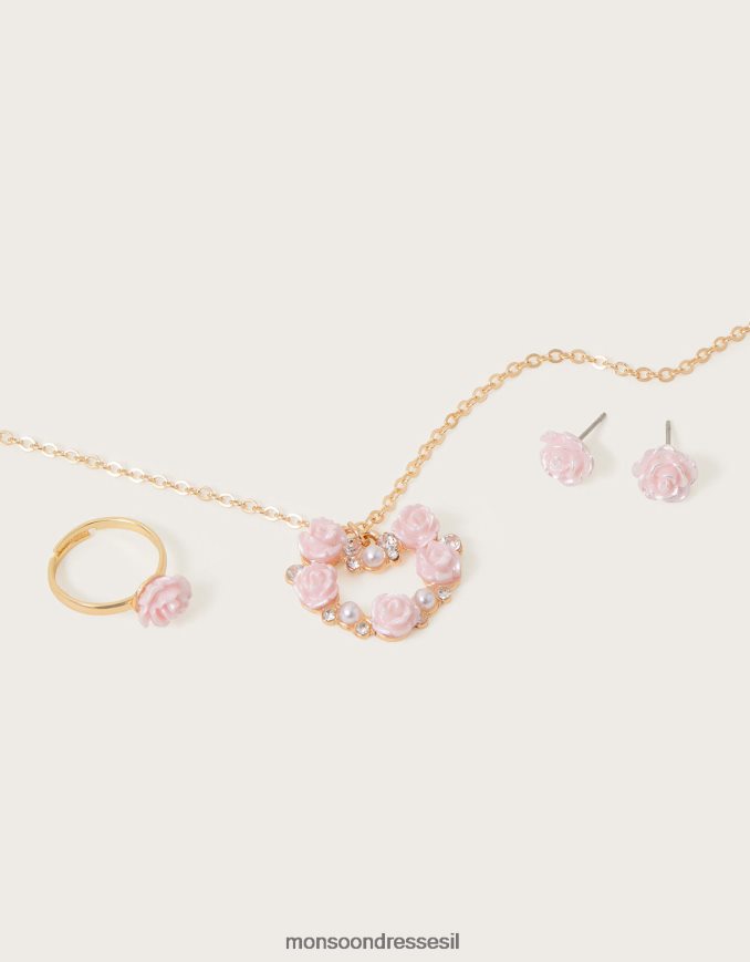 אבזר Monsoon סט תכשיטים פרחוניים של loveheart אופנה ילדה HTJ0TZ2566