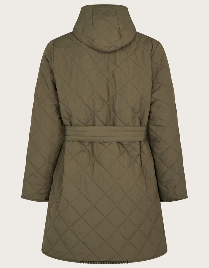 הַלבָּשָׁה Monsoon מעיל קווילט חגורה מיני me עם קפוצ'ון ירוק (חאקי) ילדה HTJ0TZ1884