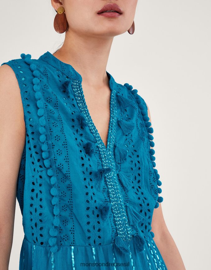 הַלבָּשָׁה Monsoon midi קפטן ללא שרוולים כְּחוֹל נשים HTJ0TZ143