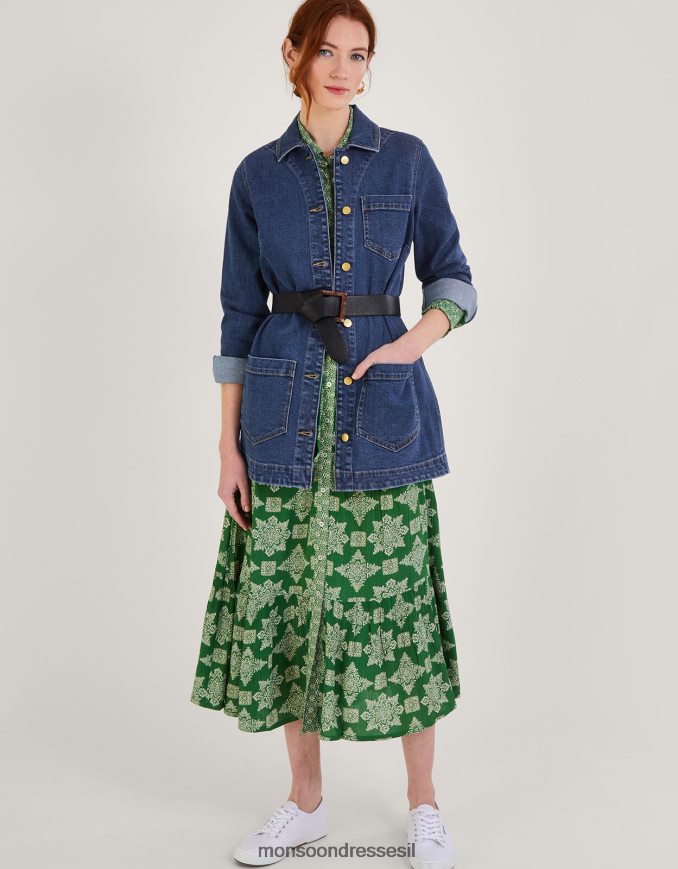 הַלבָּשָׁה Monsoon ז'קט ג'ינס מסוג mindy longline עם כותנה בת קיימא כחול (כחול ג'ינס) נשים HTJ0TZ568