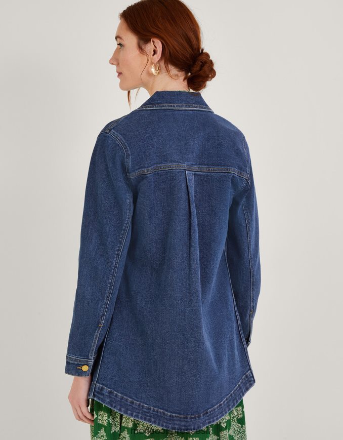 הַלבָּשָׁה Monsoon ז'קט ג'ינס מסוג mindy longline עם כותנה בת קיימא כחול (כחול ג'ינס) נשים HTJ0TZ568