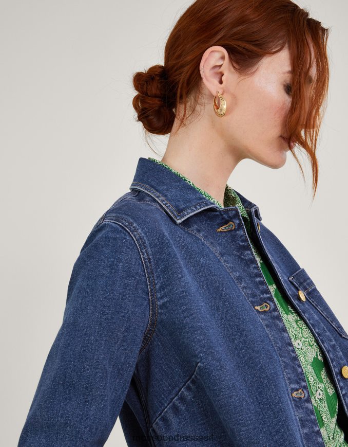 הַלבָּשָׁה Monsoon ז'קט ג'ינס מסוג mindy longline עם כותנה בת קיימא כחול (כחול ג'ינס) נשים HTJ0TZ568