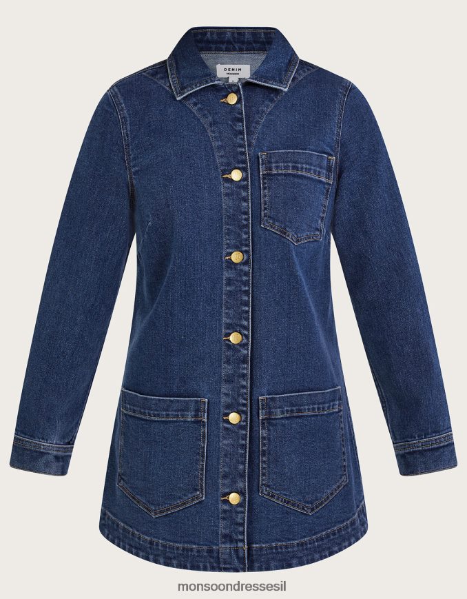 הַלבָּשָׁה Monsoon ז'קט ג'ינס מסוג mindy longline עם כותנה בת קיימא כחול (כחול ג'ינס) נשים HTJ0TZ568