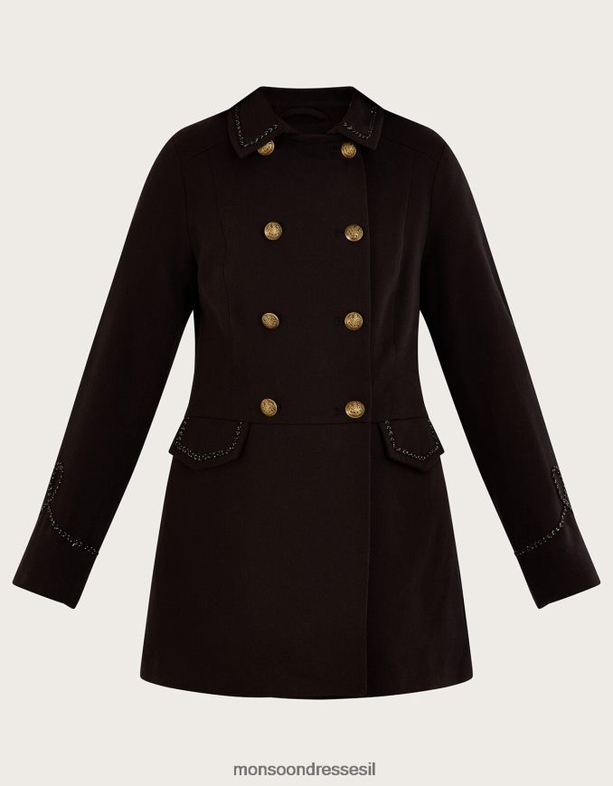 הַלבָּשָׁה Monsoon מעיל צבאי של myla שָׁחוֹר נשים HTJ0TZ716