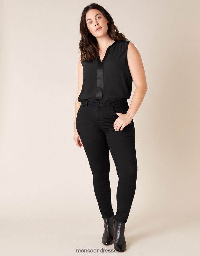 הַלבָּשָׁה Monsoon ג'ינס באורך קצר של nadine עם כותנה אורגנית שָׁחוֹר נשים HTJ0TZ1179