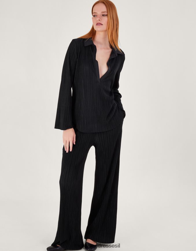 הַלבָּשָׁה Monsoon מכנסי peta plisse שָׁחוֹר נשים HTJ0TZ100