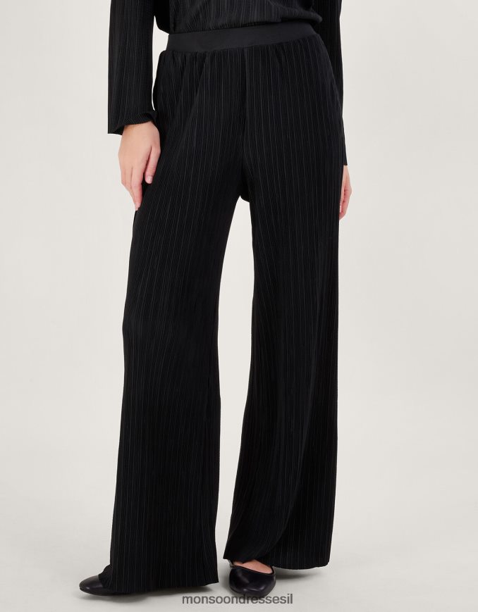 הַלבָּשָׁה Monsoon מכנסי peta plisse שָׁחוֹר נשים HTJ0TZ100