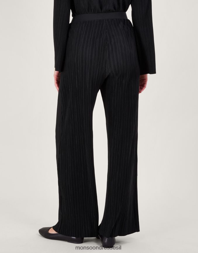 הַלבָּשָׁה Monsoon מכנסי peta plisse שָׁחוֹר נשים HTJ0TZ100