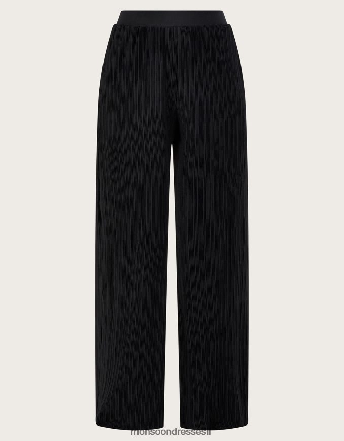 הַלבָּשָׁה Monsoon מכנסי peta plisse שָׁחוֹר נשים HTJ0TZ100