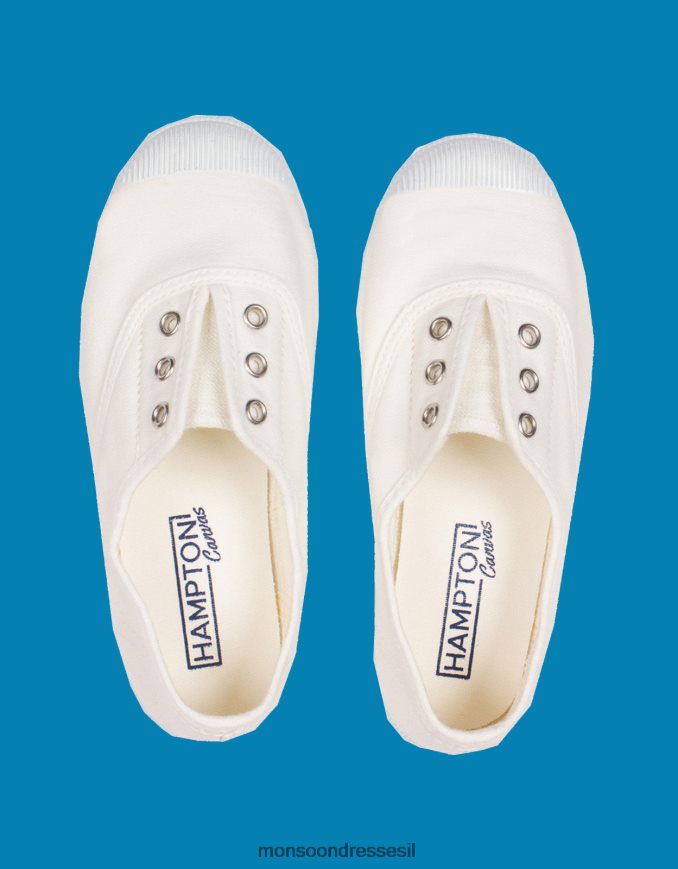 הַנעָלָה Monsoon המפטון קנבס שזיף plimsolls לבן לבן יְלָדִים HTJ0TZ2377