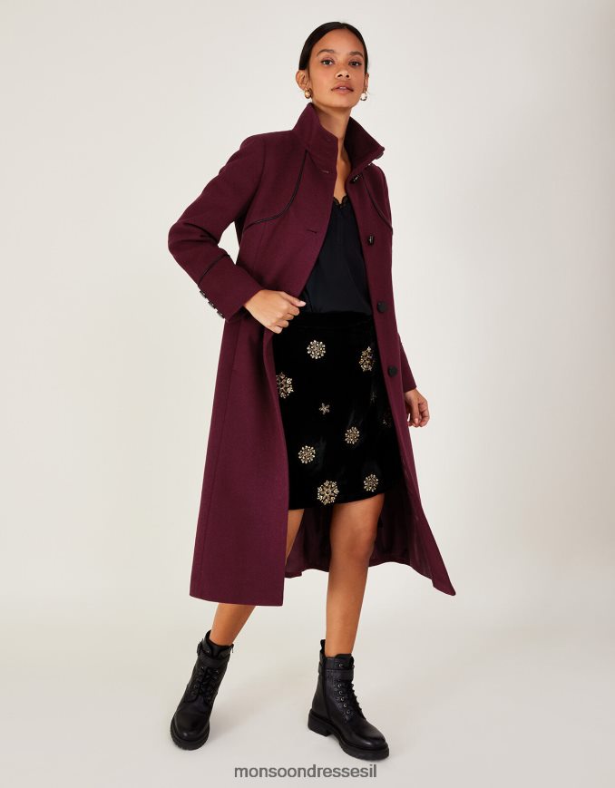 הַלבָּשָׁה Monsoon מעיל משפך פיונה pu אדום (ברי) נשים HTJ0TZ589