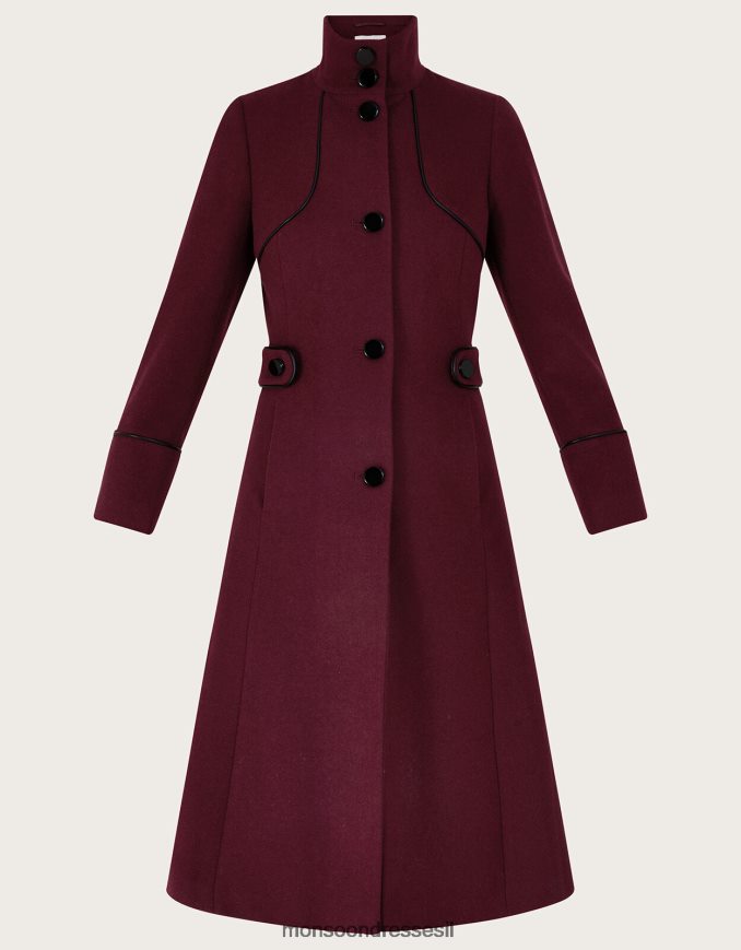 הַלבָּשָׁה Monsoon מעיל משפך פיונה pu אדום (ברי) נשים HTJ0TZ589