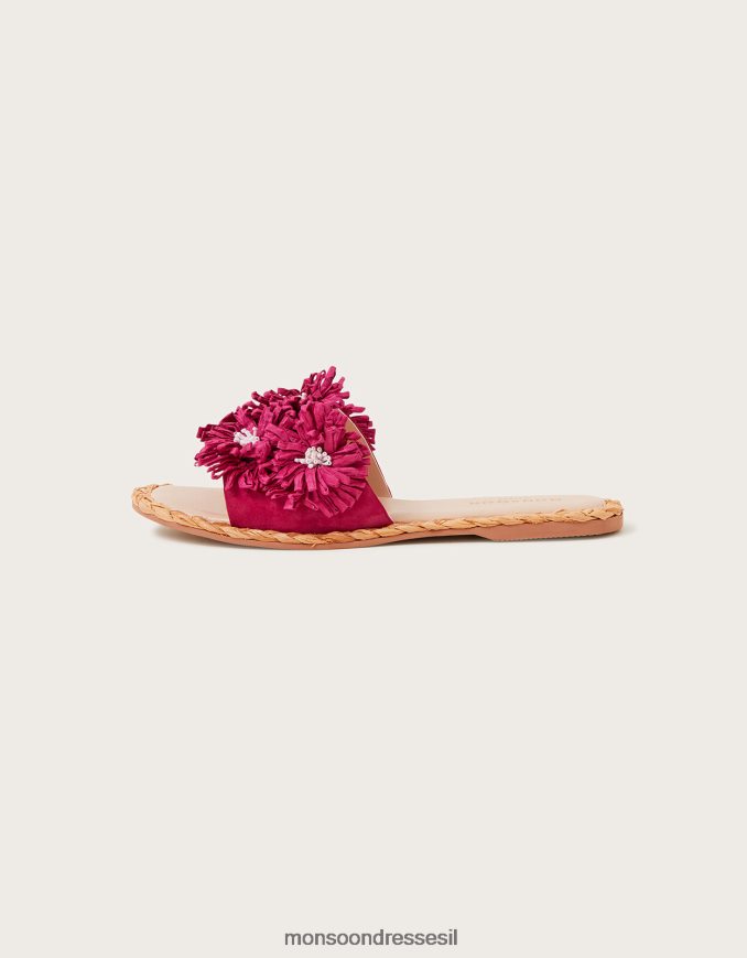 הַנעָלָה Monsoon סליידרים זמש פרחוני raffia וָרוֹד נשים HTJ0TZ1476