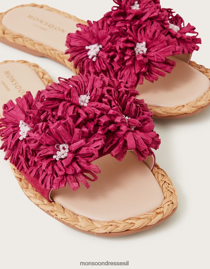 הַנעָלָה Monsoon סליידרים זמש פרחוני raffia וָרוֹד נשים HTJ0TZ1476