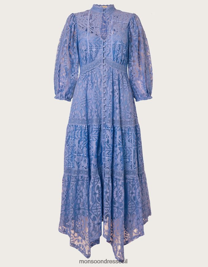 הַלבָּשָׁה Monsoon שמלת חולצת חולצת rhea תחרה כְּחוֹל נשים HTJ0TZ1052