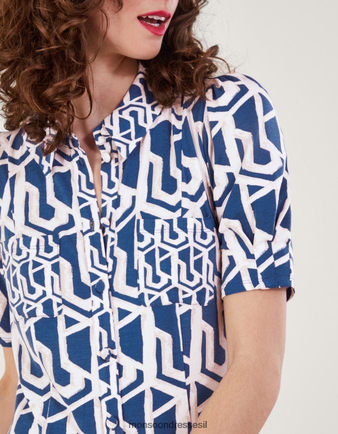הַלבָּשָׁה Monsoon שמלת חולצה בהדפס גיאומטרי rizzoli כחול (קובלט) נשים HTJ0TZ223