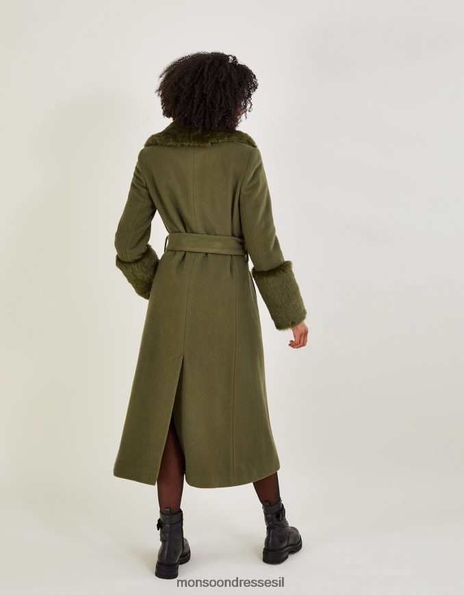 הַלבָּשָׁה Monsoon מעיל עיטוף פרווה מלאכותית של sadie ירוק נשים HTJ0TZ406