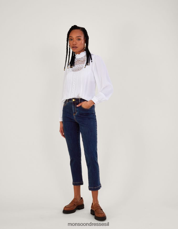 הַלבָּשָׁה Monsoon ג'ינס קרופ של safaia עם כותנה בת קיימא כחול (כחול ג'ינס) נשים HTJ0TZ939