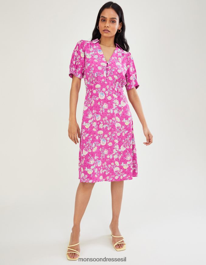 הַלבָּשָׁה Monsoon שמלת חולצה קצרה בהדפס sawyer וָרוֹד נשים HTJ0TZ1081