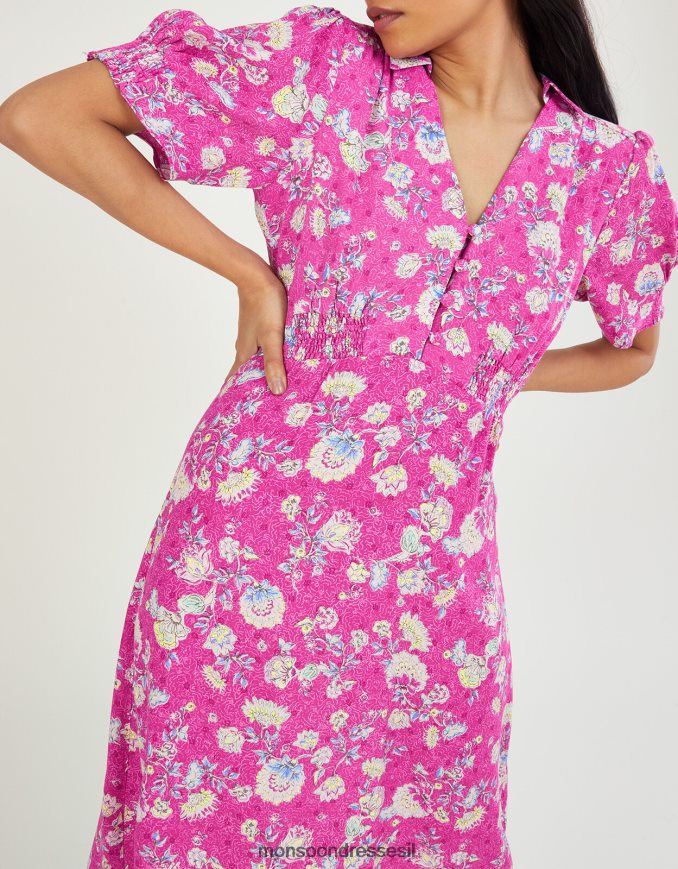 הַלבָּשָׁה Monsoon שמלת חולצה קצרה בהדפס sawyer וָרוֹד נשים HTJ0TZ1081