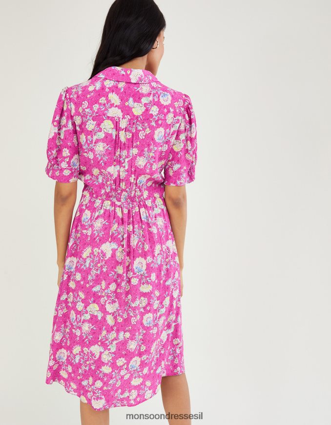 הַלבָּשָׁה Monsoon שמלת חולצה קצרה בהדפס sawyer וָרוֹד נשים HTJ0TZ1081