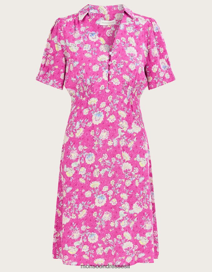 הַלבָּשָׁה Monsoon שמלת חולצה קצרה בהדפס sawyer וָרוֹד נשים HTJ0TZ1081