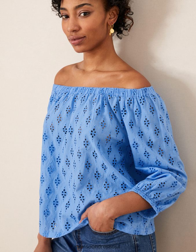 הַלבָּשָׁה Monsoon טופ ברדו עם שרוול קרופ של schifli כְּחוֹל נשים HTJ0TZ1016