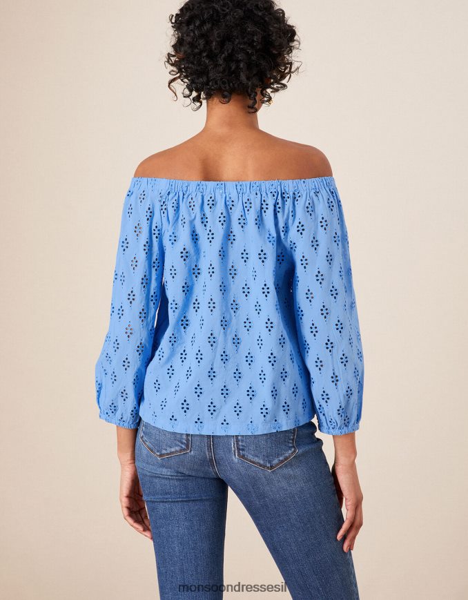 הַלבָּשָׁה Monsoon טופ ברדו עם שרוול קרופ של schifli כְּחוֹל נשים HTJ0TZ1016