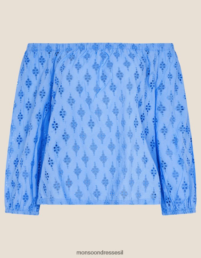 הַלבָּשָׁה Monsoon טופ ברדו עם שרוול קרופ של schifli כְּחוֹל נשים HTJ0TZ1016