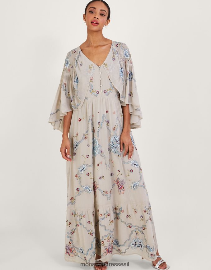 הַלבָּשָׁה Monsoon שמלת מקסי שכמייה רקומה של seraphina עָרוֹם נשים HTJ0TZ522