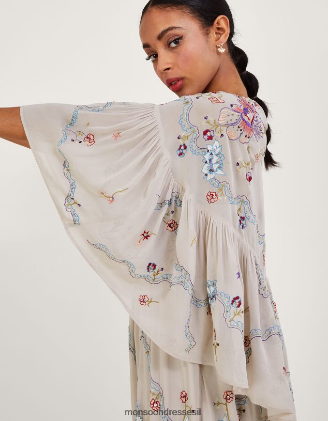 הַלבָּשָׁה Monsoon שמלת מקסי שכמייה רקומה של seraphina עָרוֹם נשים HTJ0TZ522