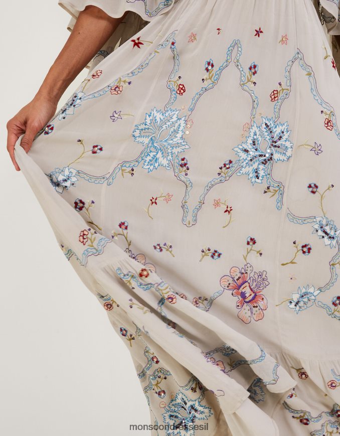 הַלבָּשָׁה Monsoon שמלת מקסי שכמייה רקומה של seraphina עָרוֹם נשים HTJ0TZ522