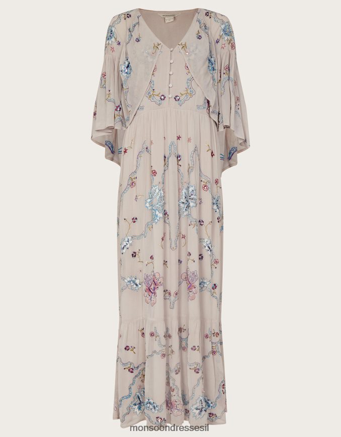 הַלבָּשָׁה Monsoon שמלת מקסי שכמייה רקומה של seraphina עָרוֹם נשים HTJ0TZ522