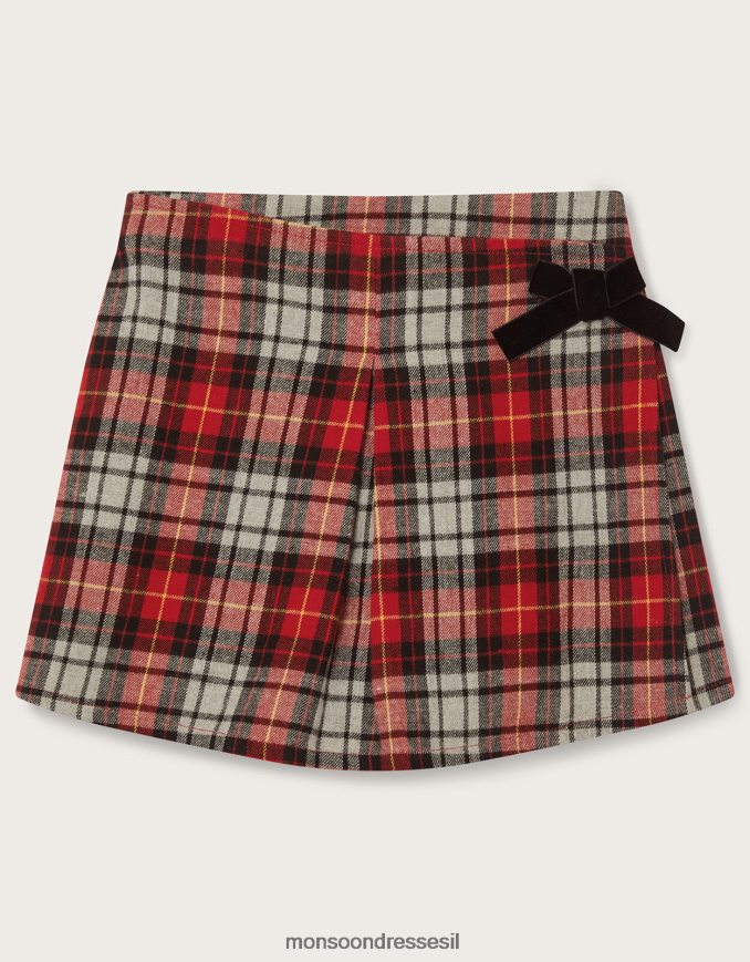 הַלבָּשָׁה Monsoon לעטוף צ'ק skort אָדוֹם ילדה HTJ0TZ1685